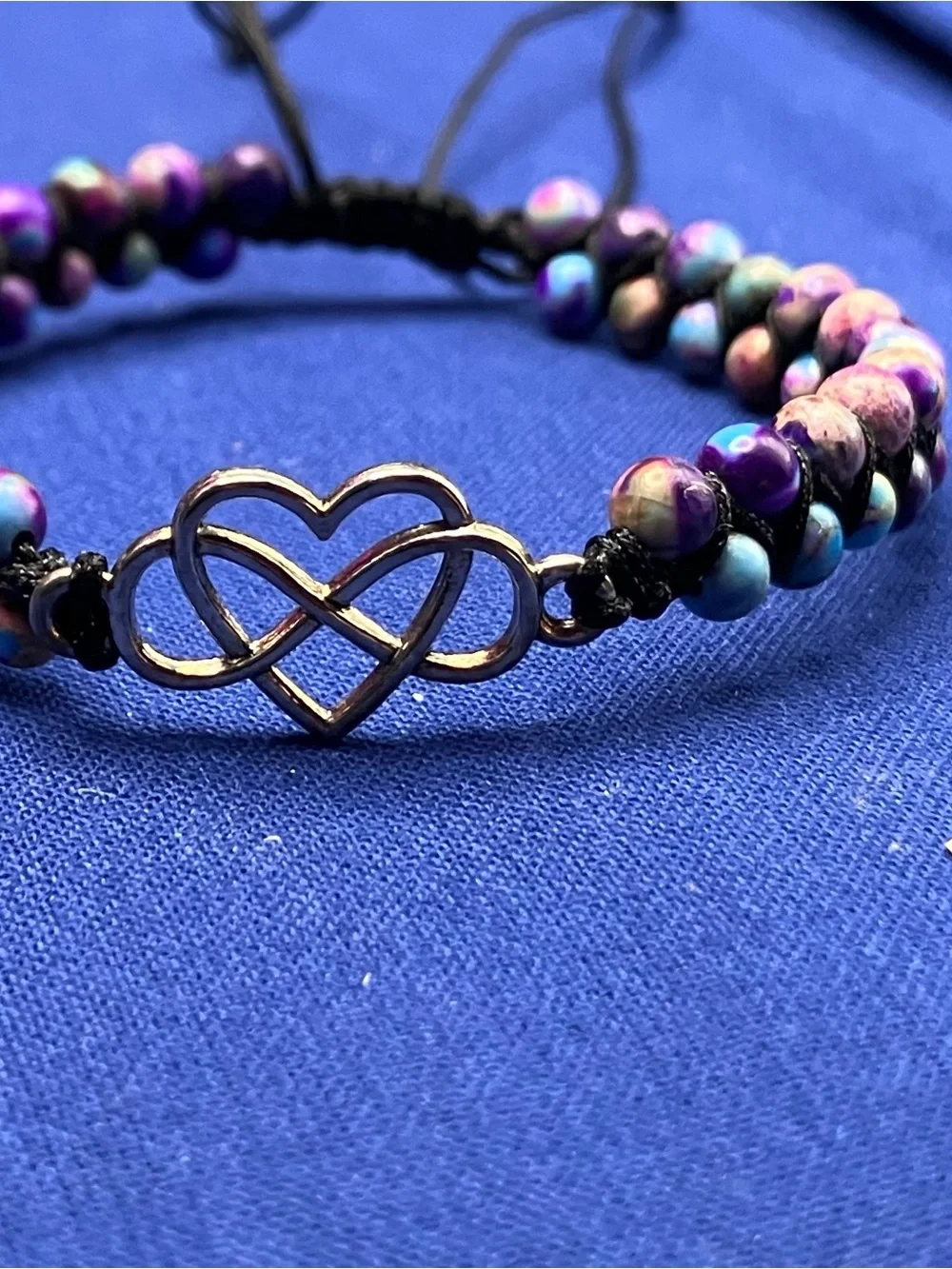 Purple Beaded Heart Infinity Bracelet - YA Jewelry